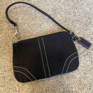 Coach Black Wristlet with White Stitching
